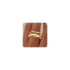 GoldGifts Non Tarnish Chunky Gold Rings for Women 14K Plated 8,