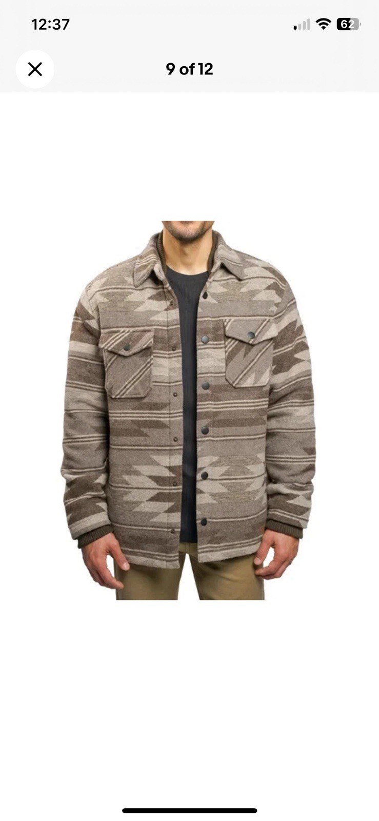 New York Wool Blend Sherpa Lined Flannel Print  Medium