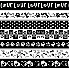 80.4Ft Paw Print Bulletin Board Borders Black White Checkered Dog Paw Bone He...