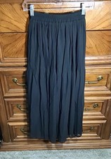 NEW Long Black Pleated Skirt Size M - 22  Elastic Waist