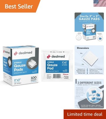 Gauze Pads Wound Care First Aid Medical Dressing 2x2 Inch 100 Pack