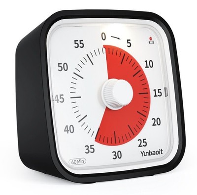 Yunbaoit Visueller Timer mit Nachtlicht, 60-Minuten-Timer für Kinder - Schwarz  