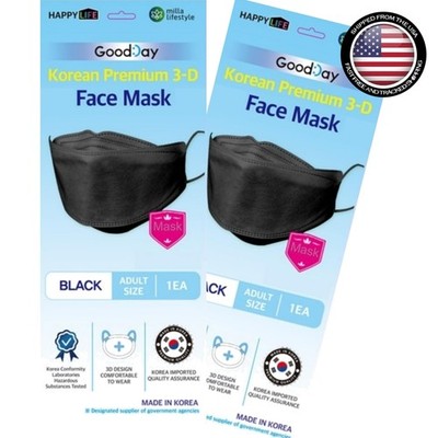 10 Pack of Black KF-94 Masks - Hygienic, Fitted & Comfortable for Daily Use