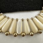 Vintage Mother Of Pearl Shell Bib Choker Collar Necklace Gold Tone — photo 5