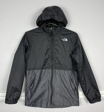 The North Face Black Windbreaker Fleece Full Zip Hooded Jacket Boys Size L 14/16