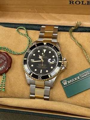 Black Dial Rolex 16613ln ROLEX SUBMARINER TWO TONE BLACK DIAL