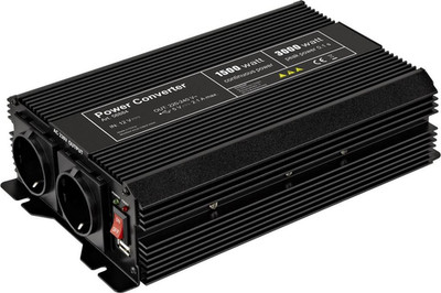 Goobay Wechselrichter Wandler SPW IT 1500 W 12 V/DC - 230 V/AC, 5 V/DC