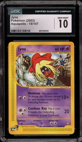 Pokemon Jynx Aquapolis NON Holo Rare #18 CGC 10 Gem Mint