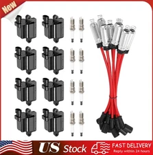 8X Square Ignition Coil & Spark Plug Wire 0EM For Chevy GMC 4.8L 5.3L 6.0L 8.1L