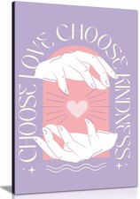 Choose Love Choose Kindness 3 Framed Canvas Print, Pictures for Home Walls Decor