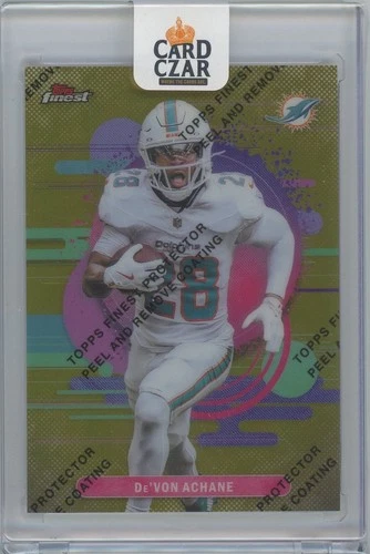 2025 Topps Finest De'VON ACHANE Gold Refractor w/Plastic Peel #'d 25