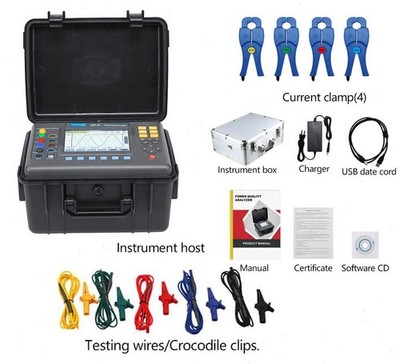 3 Phase Power Quality Meter Analyzer with AC Current 0.10A~100A USB Interface