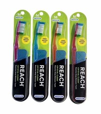 Reach Crystal Clean Medium Toothbrush with Free Brush Cap Choose Color Options 