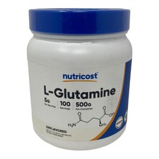 Nutricost L Glutamine Powder 500g Unflavored Supplement 100 Servings EXP 04/2026