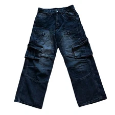 Romwe Mens Jeans Size 30x28 Black Grunge Skater Pants Y2K Denim