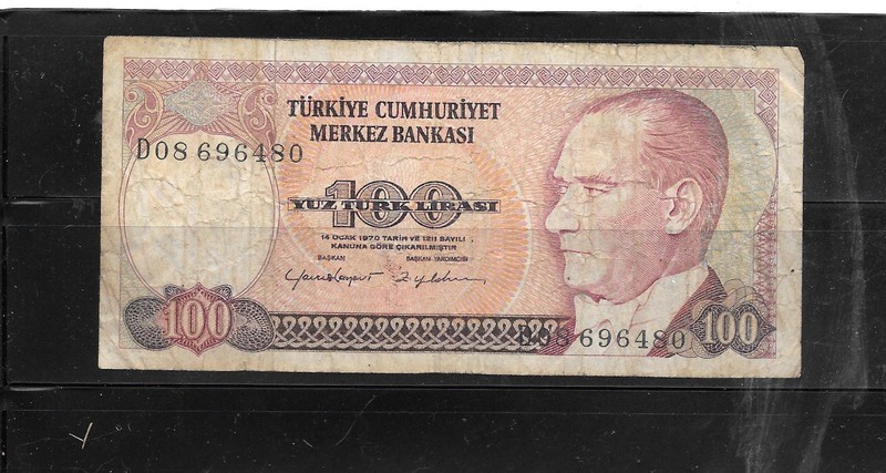 TURKEY #194b 1982 VG CIRCULATED OLD 100 LIRA BANKNOT EPAPER MONEY CURRENCY NOTE