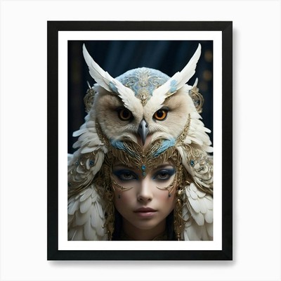 Gesicht Eule Kunstdruck gerahmt Wandbild Poster Leinwanddruck Bild