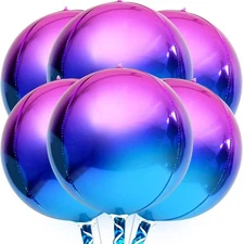 KatchOn, Purple Galaxy Balloons - 22 Inch, Pack of 6 | Round 4D Metallic Ball...