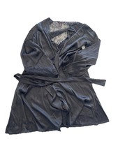 Victoria's Secret Dream Angels Satin  Lace Trim Robe Size M Black
