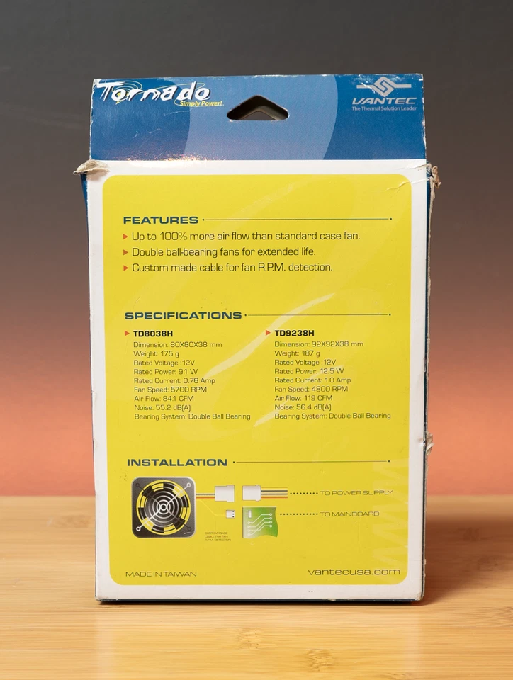 NEW Vintage Vantec Tornado 92mm 4800 RPM Computer PC Case or CPU Fan TD9238H - Image 2 of 2