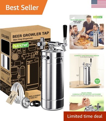 128oz Stainless Steel Keg Dispenser - Adjustable Pressure for Craft Beer Lovers