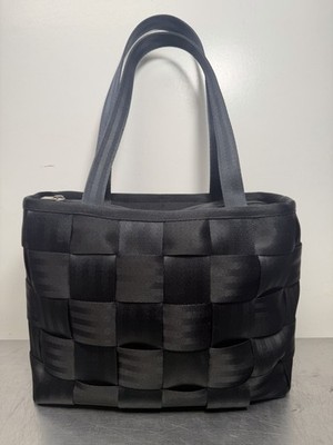 Harveys The Original Seatbelt Bag DETROIT Black Woven Tote Messenger Satchel
