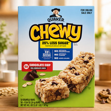Quaker Chewy Granola Bars Chocolate Chip 58 Count 25 Less Sugar Snacks