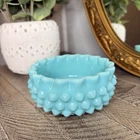 Vintage MCM Fenton Turquoise Hobnail Milk Glass 1950’s Powder Jar RARE