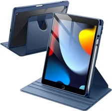JETech Rotating Case for iPad 9/8/7 (10.2-Inch, 2021/2020/2019 Model, Navy 
