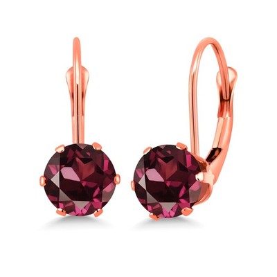 2.00 Ct Round Red Rhodolite Garnet Brass Rose Gold Plated Brass Earrings
