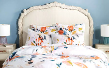 2 Anthropologie Bryony Cotton Slub Printed Euro Sham Pillow Shams Floral 26" NWT