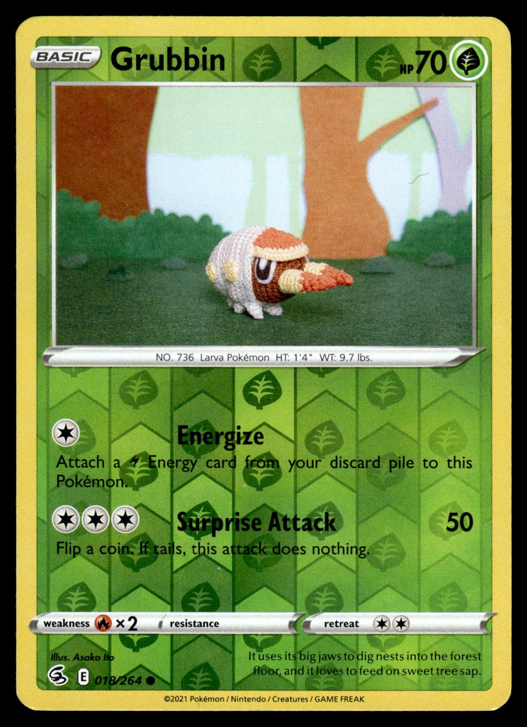 Grubbin 018/264 Common Fusion Strike Pokemon Reverse Holo NM/M