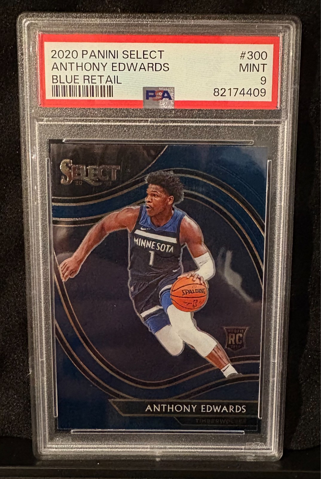 2020 Panini Select Anthony Edwards Rookie Blue Retail PSA 9 #300 Courtside (RC)