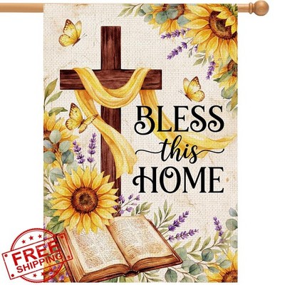 Rngmsi Sunflower House Flag 28x40'' Double Sided Garden Yard Decor