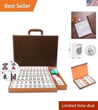 Complete American Mahjong Set: 166 White Engraved Tiles with Carrying Case