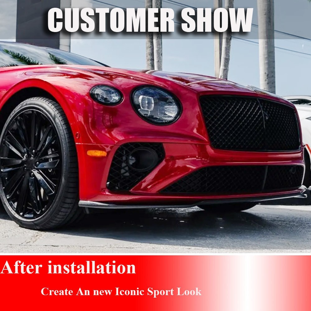 For Bentley Continental GT 2018-24 REAL CARBON Front Bumper Lip Spoiler BODYKIT