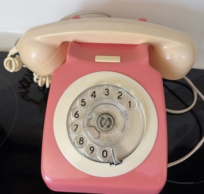 Vintage Bicolor GPO 746 Telefon rosa creme 70er Jahre Retro Wählscheibentelefon