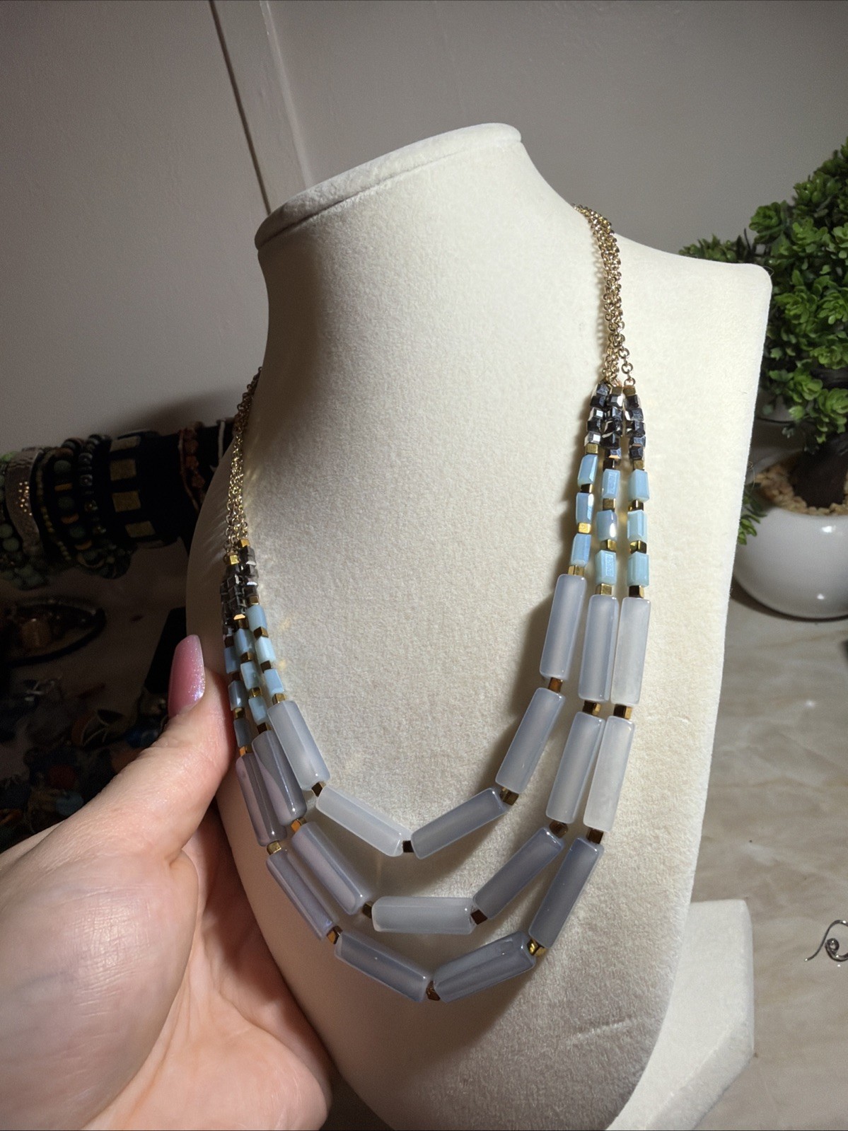 Multilayered Glass Beaded Statement Necklace - image 2