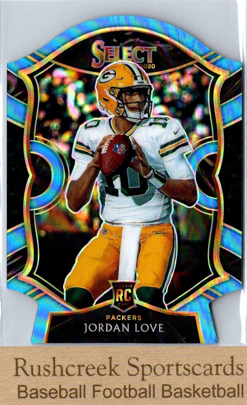 2020 Panini Select #47 Jordan Love RC Rookie Light Blue Prizm Die Cut