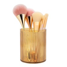 Makeup Brush Holder Organizer, Acrylic Makeup Brush Cup, Vintage Striped Make...
