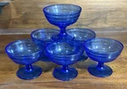 Lot x6 Vintage Hazel Atlas Cobalt Blue Depression Glass Sherbert Glasses 3" x 3"