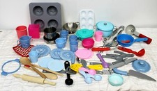 Children's Baking Cooking Set Metal Wooden Plastic Utensils Kids Pots Pans Plate