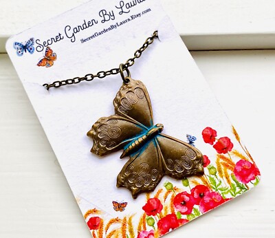 Butterfly Necklace, Butterfly Jewelry, Brass Butterfly Pendant, 18 Inch  Chain