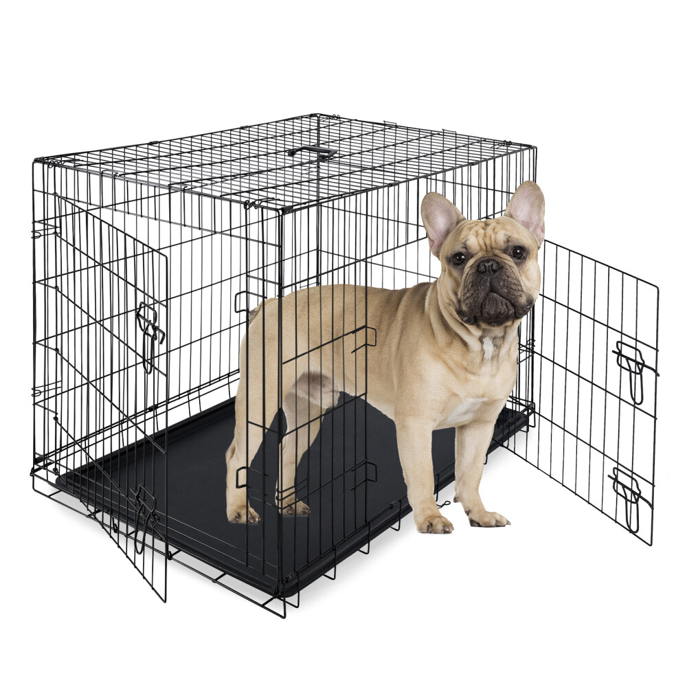 Dog Cage 2 Doors Puppy Training Crate Pet Carrier 30” 36” 42” Fold