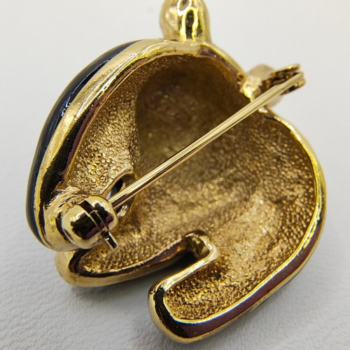 Vintage Attwood & Sawyer Panda Brooch Crystal Rhinestone Black Enamel Gold Tone - Picture 2 of 15