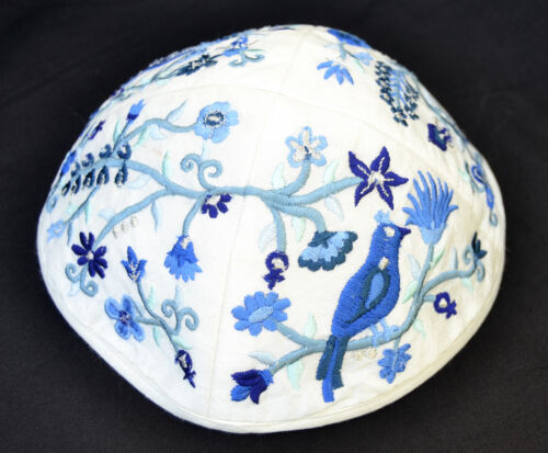 New Kippah Yarmulke-Embroidered Kippas Emanuel israel."The birds" Blue 8" - 第 3/5 張圖片