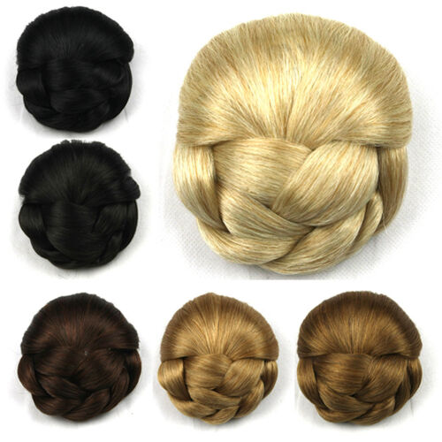 Women Hair Chignon Braided Hair Bun Chignon Clip In Hairpieces Extension - Picture 1 of 18