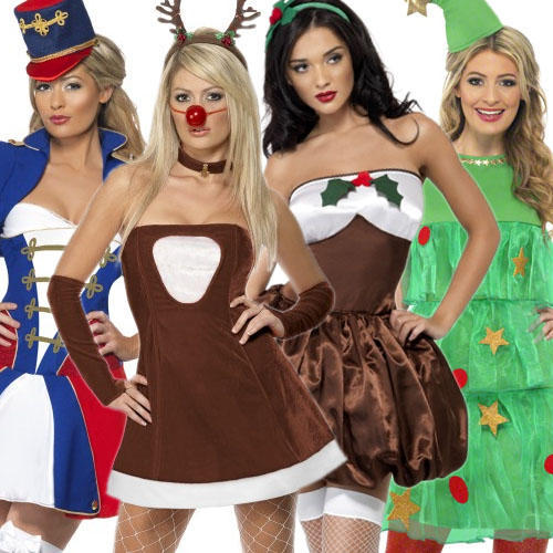 Sexy Ladies Christmas Fancy Dress Festive Xmas Holiday Womens Costume Outfit  New | eBay