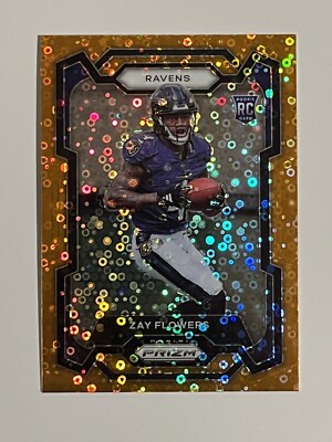 Zay Flowers 2023 NFL Panini Prizm Orange Disco RC #307 Ravens Mint