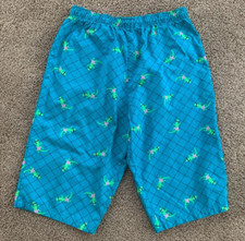 Vintage Hawaii Turquoise Lizard Print Shorts/Swim Trunks 30-34" Waist